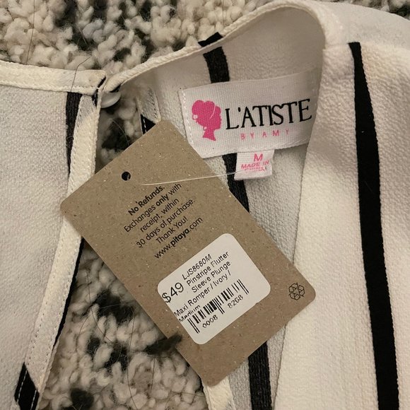 Black and White Striped Romper - Picture 4 of 5